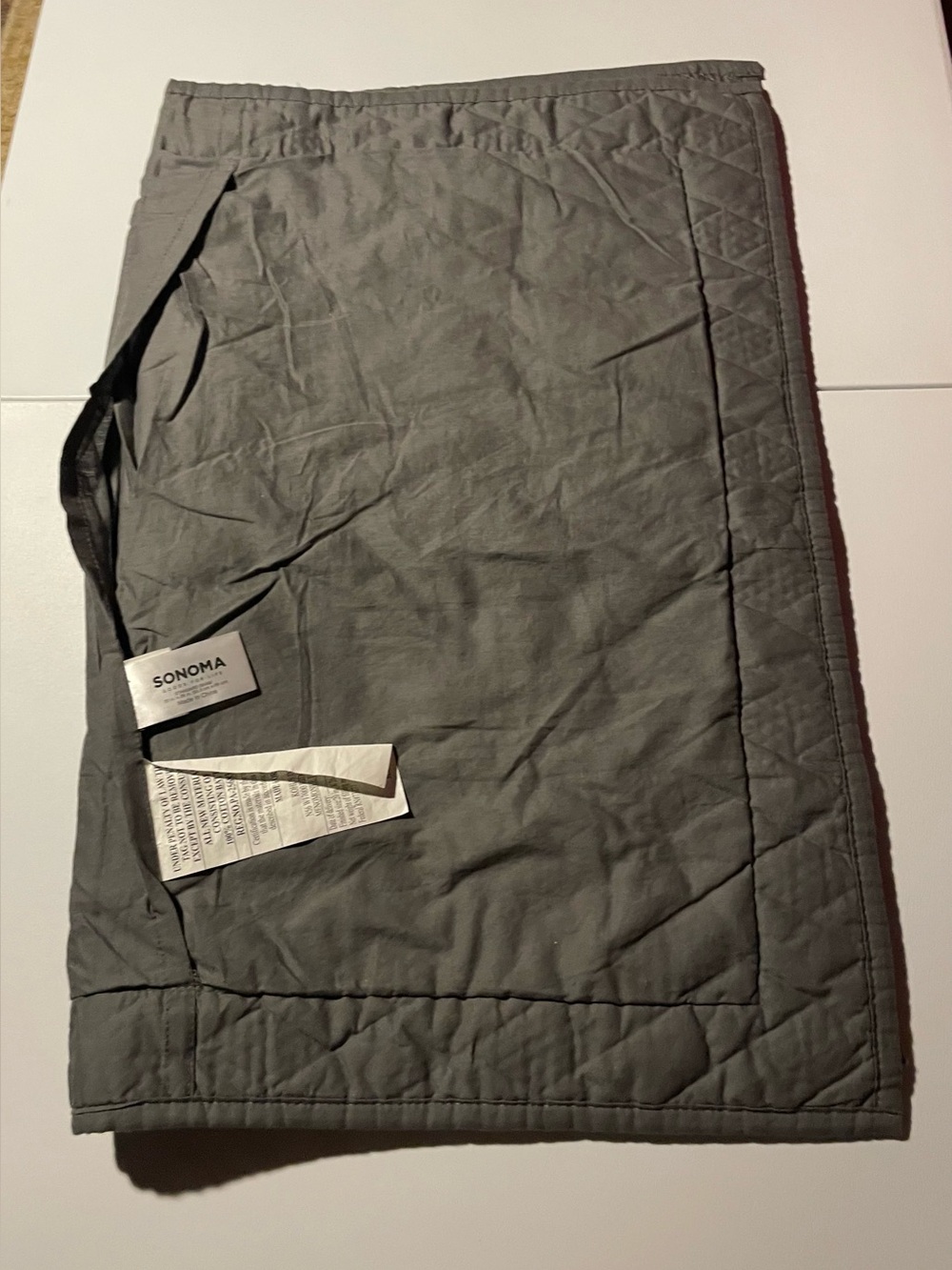 Sonoma Goods For Life Charcoal Gray Standard Quilted Pillow Sham Cotton NWOT